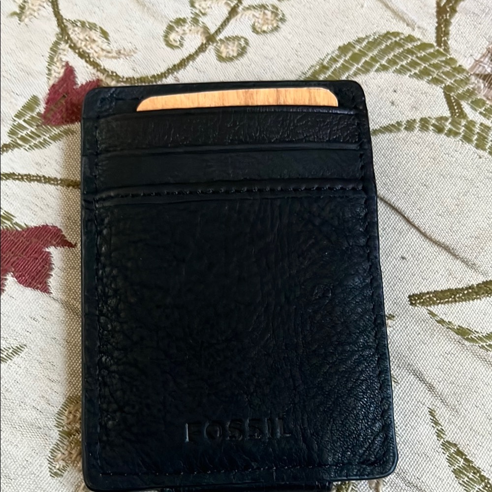 Fossil Black Leather Card Holder
